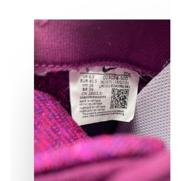 Nike React Infinity Run Flyknit 3 Women’s Size 9 Bordeaux Purple DD3024 500 - Picture 5 of 6